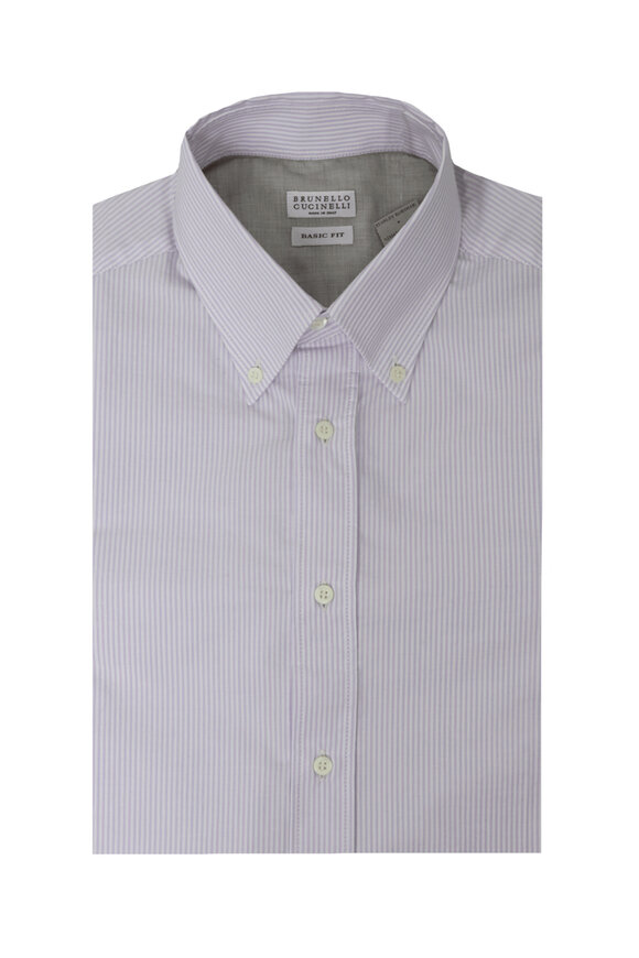 Brunello Cucinelli - White & Orange Striped Cotton & Linen