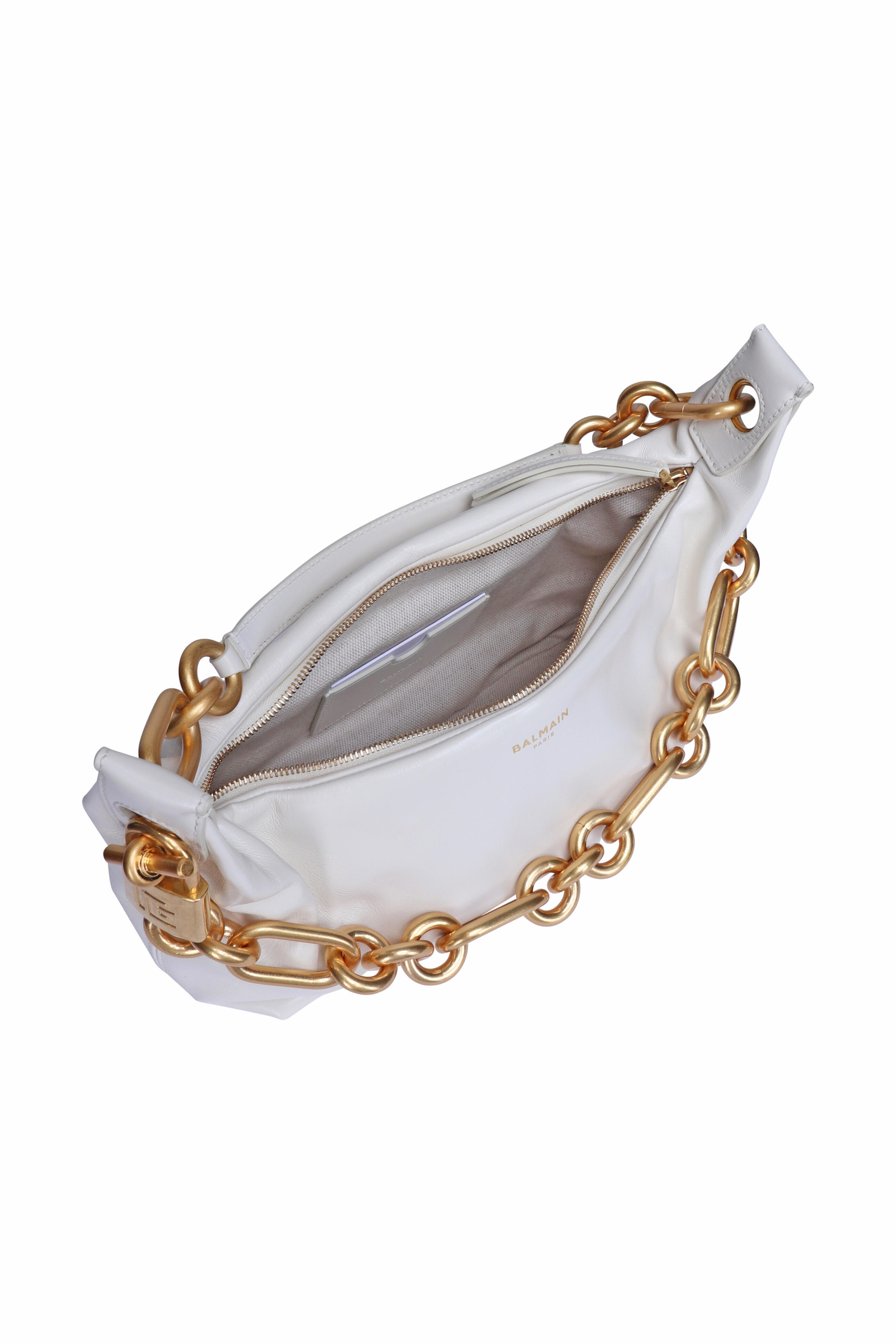 Balmain - Medium Sync Beige Leather Shoulder Bag