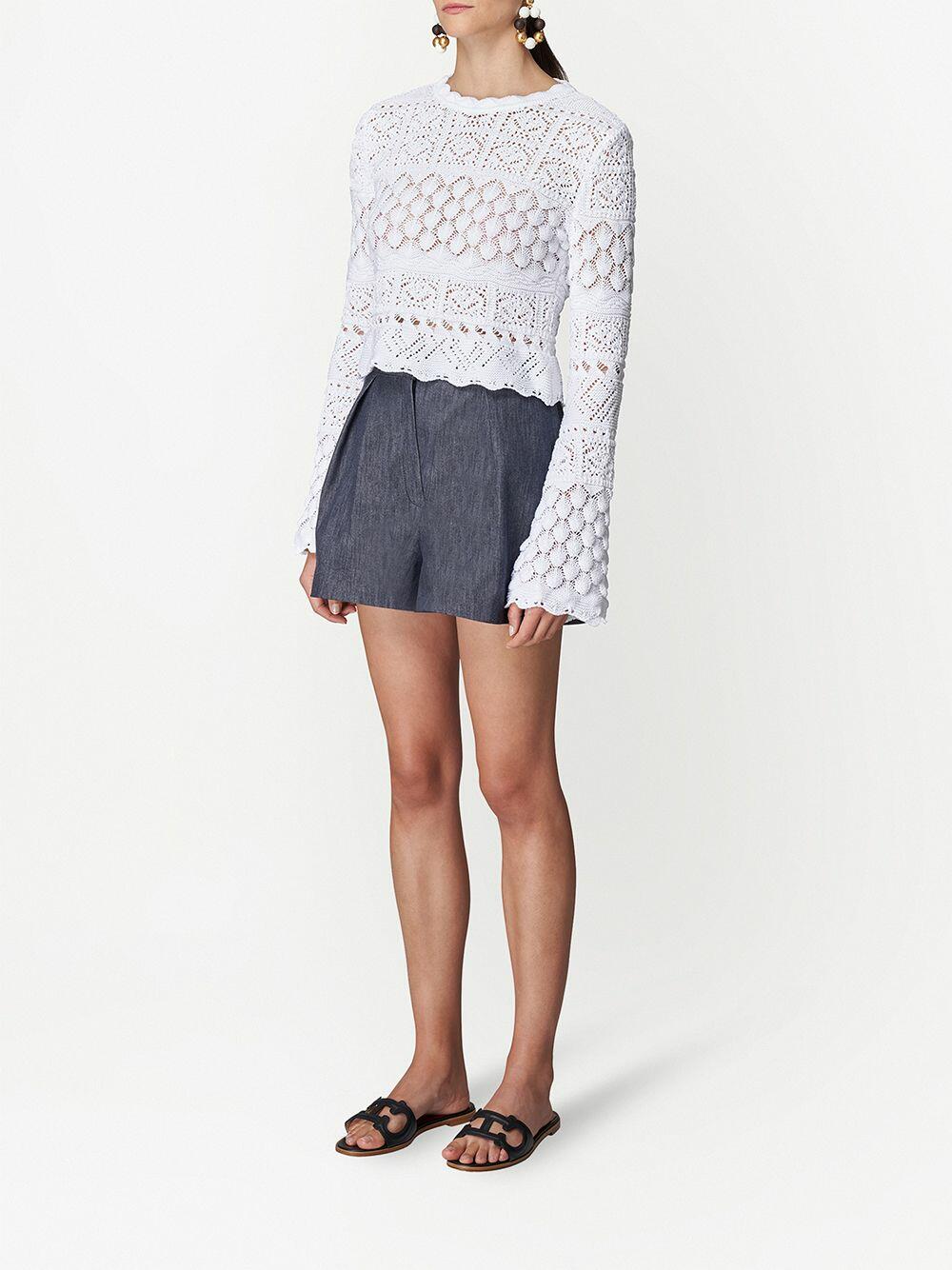 Carolina Herrera - White Cotton Macramé Sweater