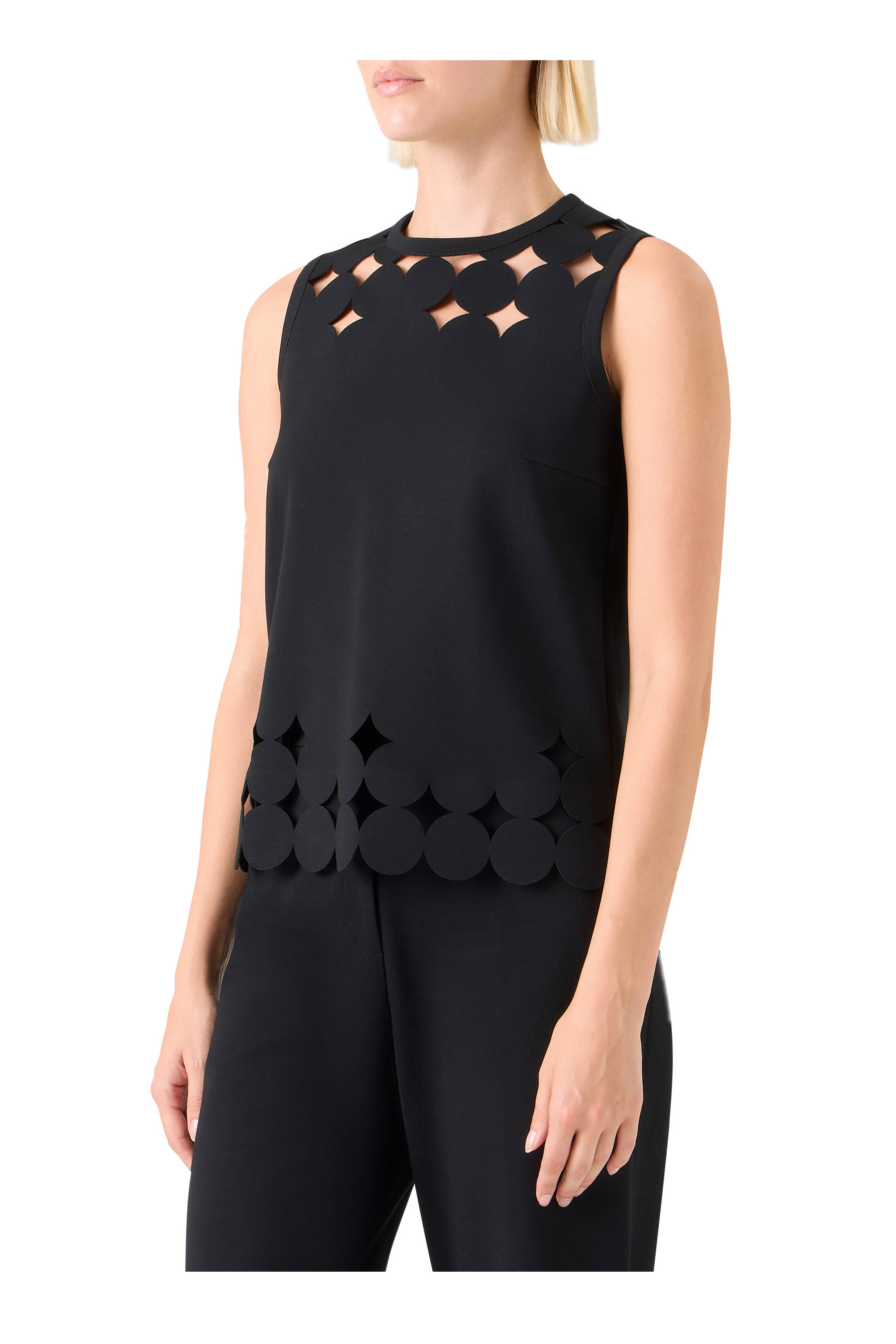 Akris Punto - Black Dropping Dot Sleeveless Blouse