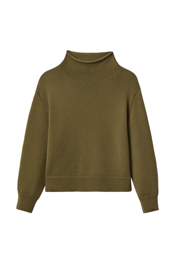 Lafayette 148 New York Forest Green Funnel Neck Wool Sweater - view 1