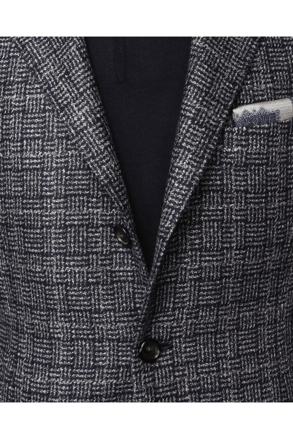 Cesare Attolini Gray & Navy Basketweave Sportcoat - view 4