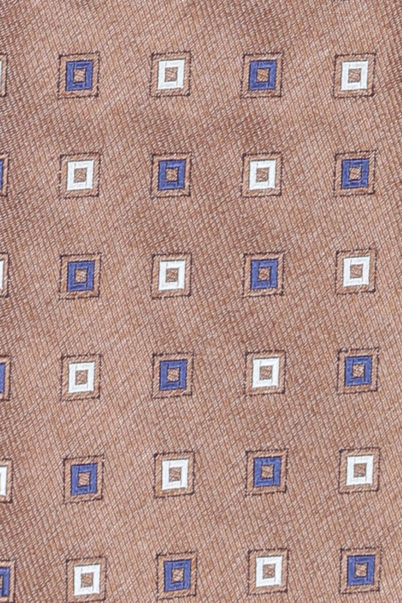 Geoff Nicholson Brown Geometric Silk Necktie - view 2