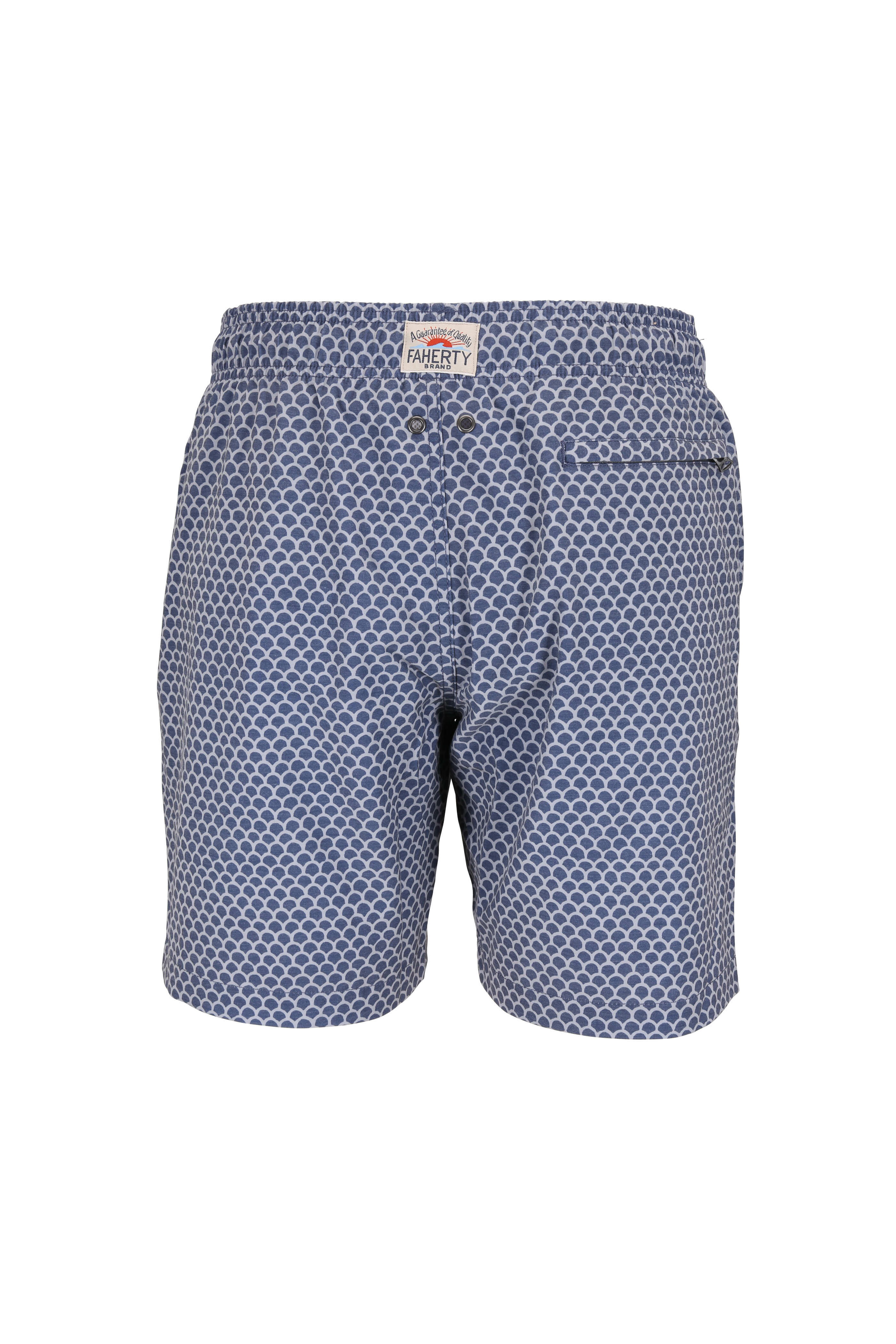 Faherty Brand - Blue Fishscale Printed Swim Trunks