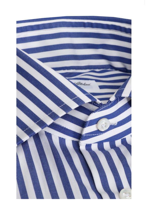 Cesare Attolini - Royal Blue Wide Striped Sport Shirt Cesare Attolini - Royal Blue Wide Striped Sport Shirt