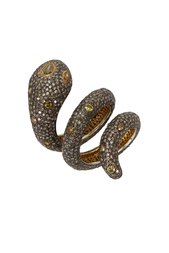 Loren Jewels - Sterling Silver Pavé-Set Diamond Snake Ring