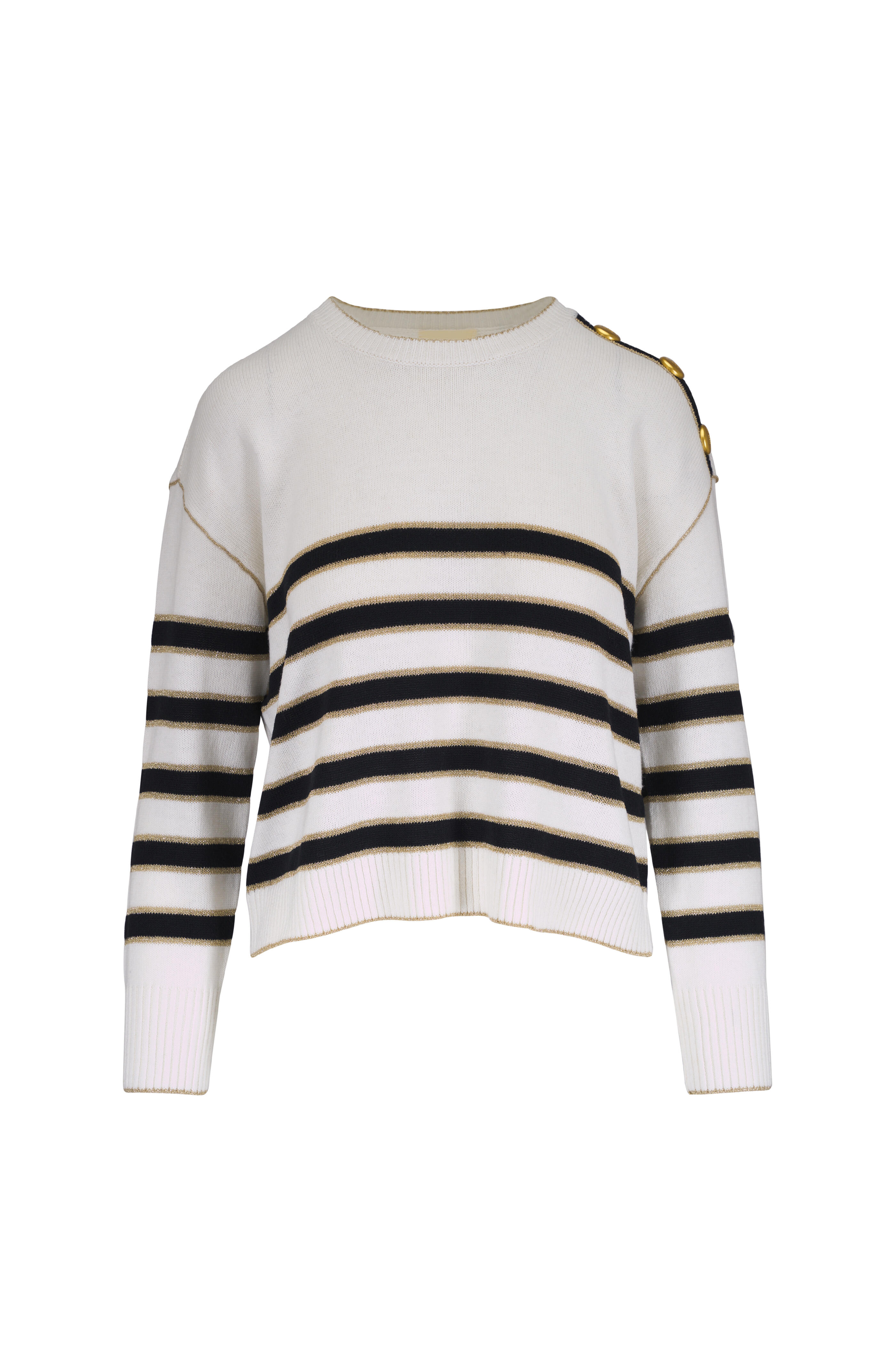 L'Agence - Bishop Ivory & Navy Stripe Crewneck Sweater