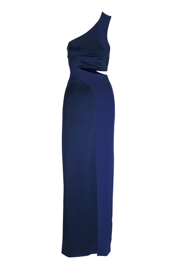 Galvan - Cosar Navy Blue One Shoulder Dress 