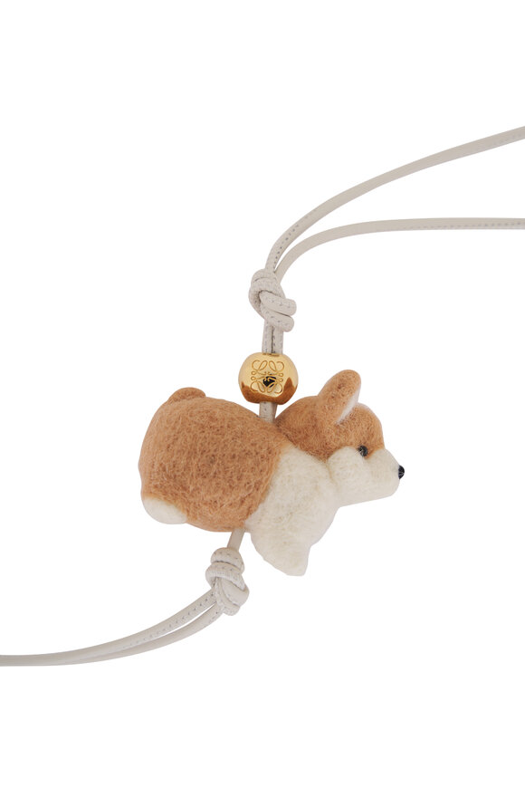 Loewe - Soft White & Orange Corgi Felt Bag Charm