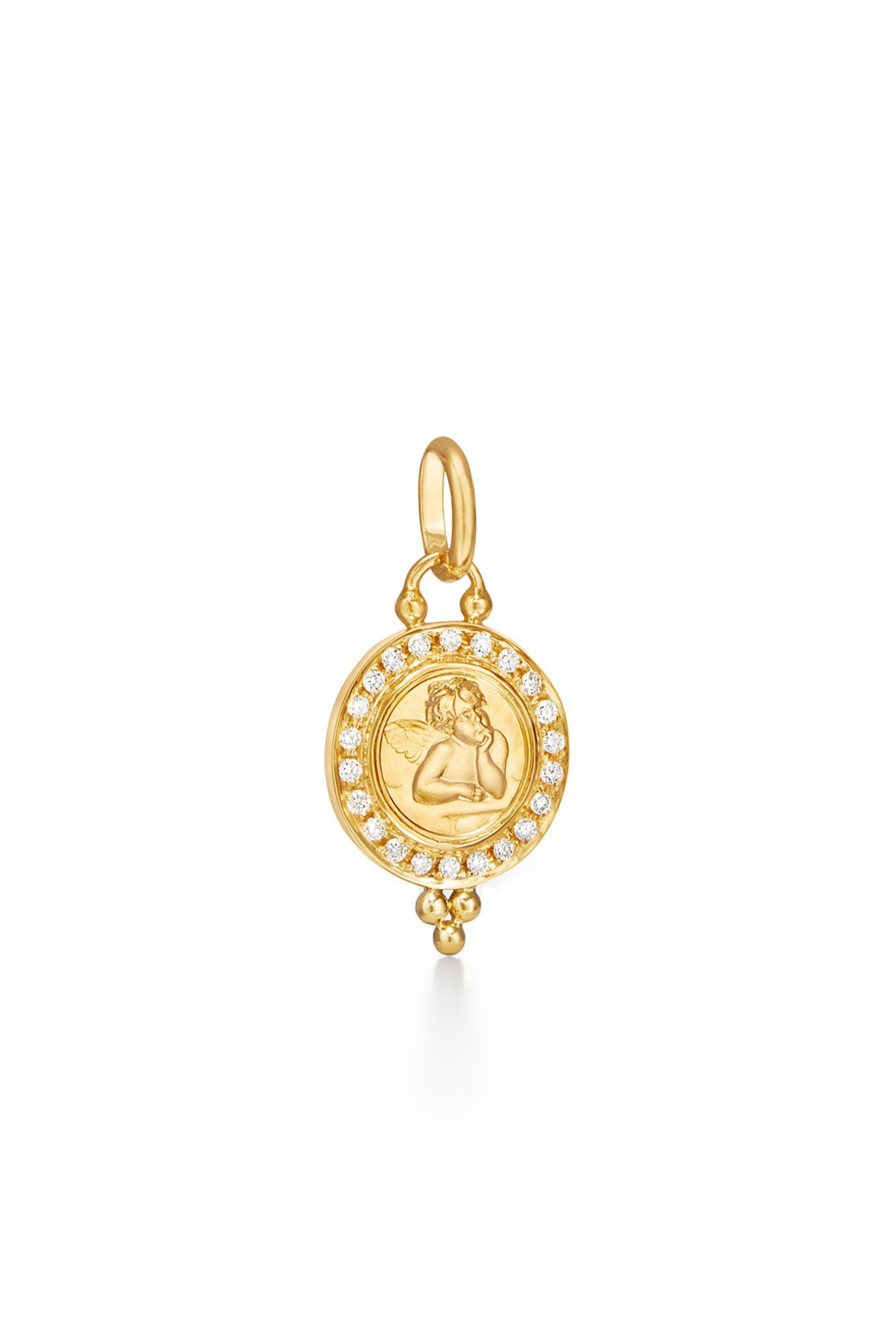 フランス　天使　エンジェル　クリスチャン　k18 Temple St. Clair - Diamond Angel Pendant, 10mm | Mitchell Stores