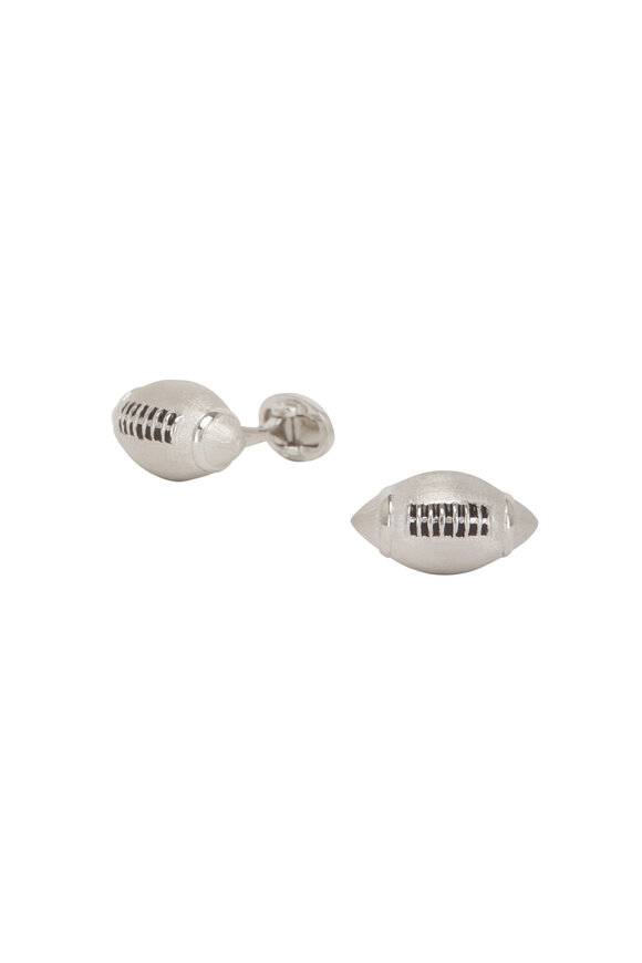 Jan Leslie - Silver Brushed Football Cuff Links
