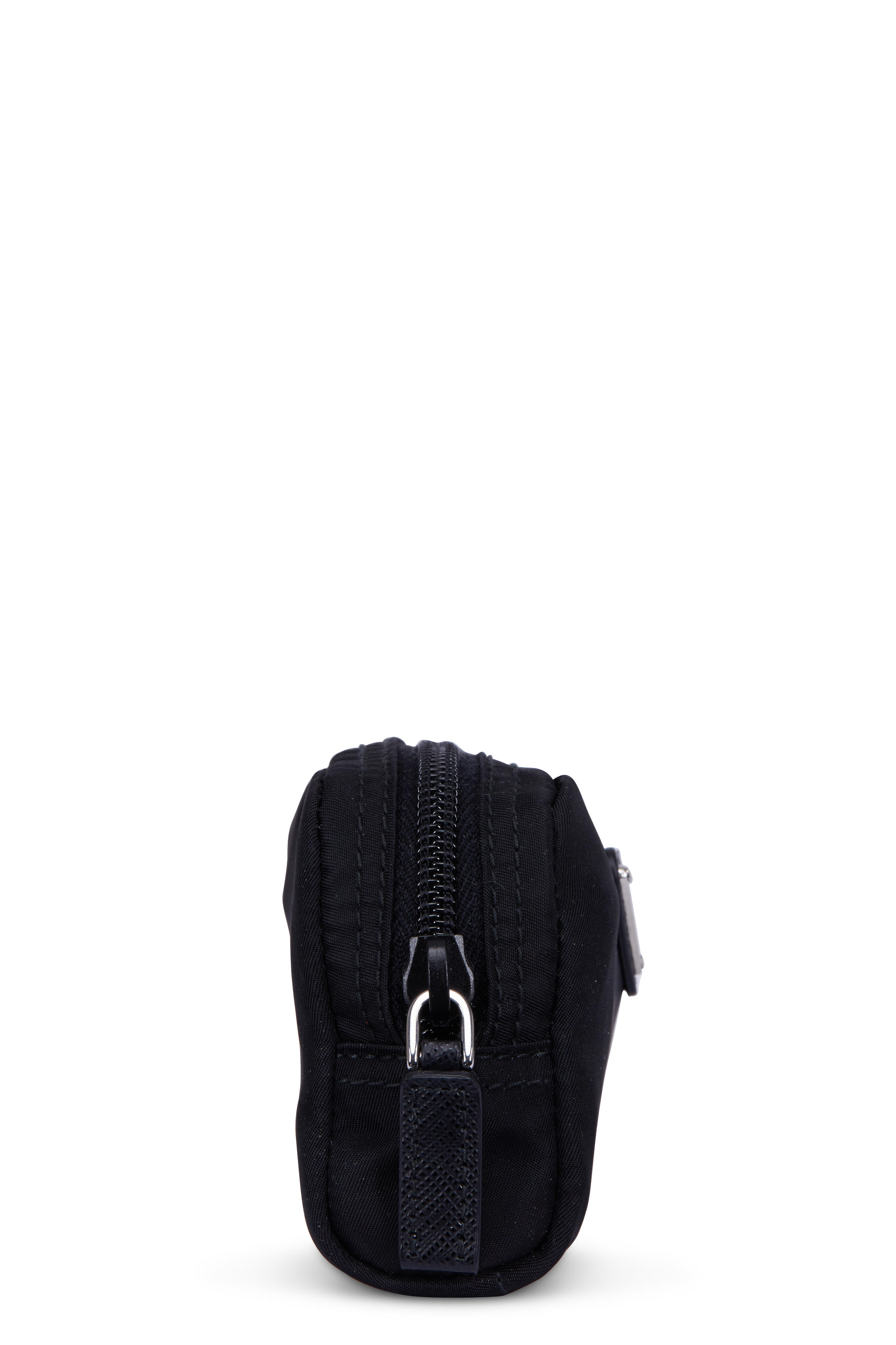 PRADA Satin Crystal Zip Phone Case Crossbody Bag Black 1002630