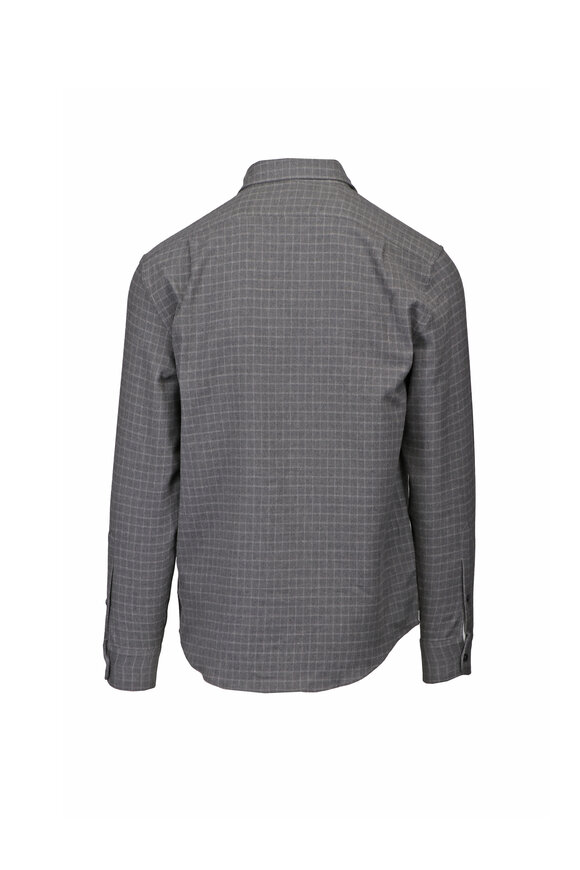 Ralph Lauren Purple Label Tattersall Medium Gray Melange Flannel Shirt - view 2