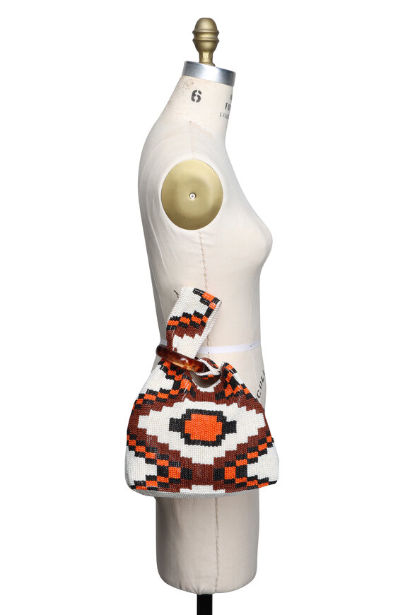 Veronica Beard Orange Beaded Swing Top Handle Clutch - view 5