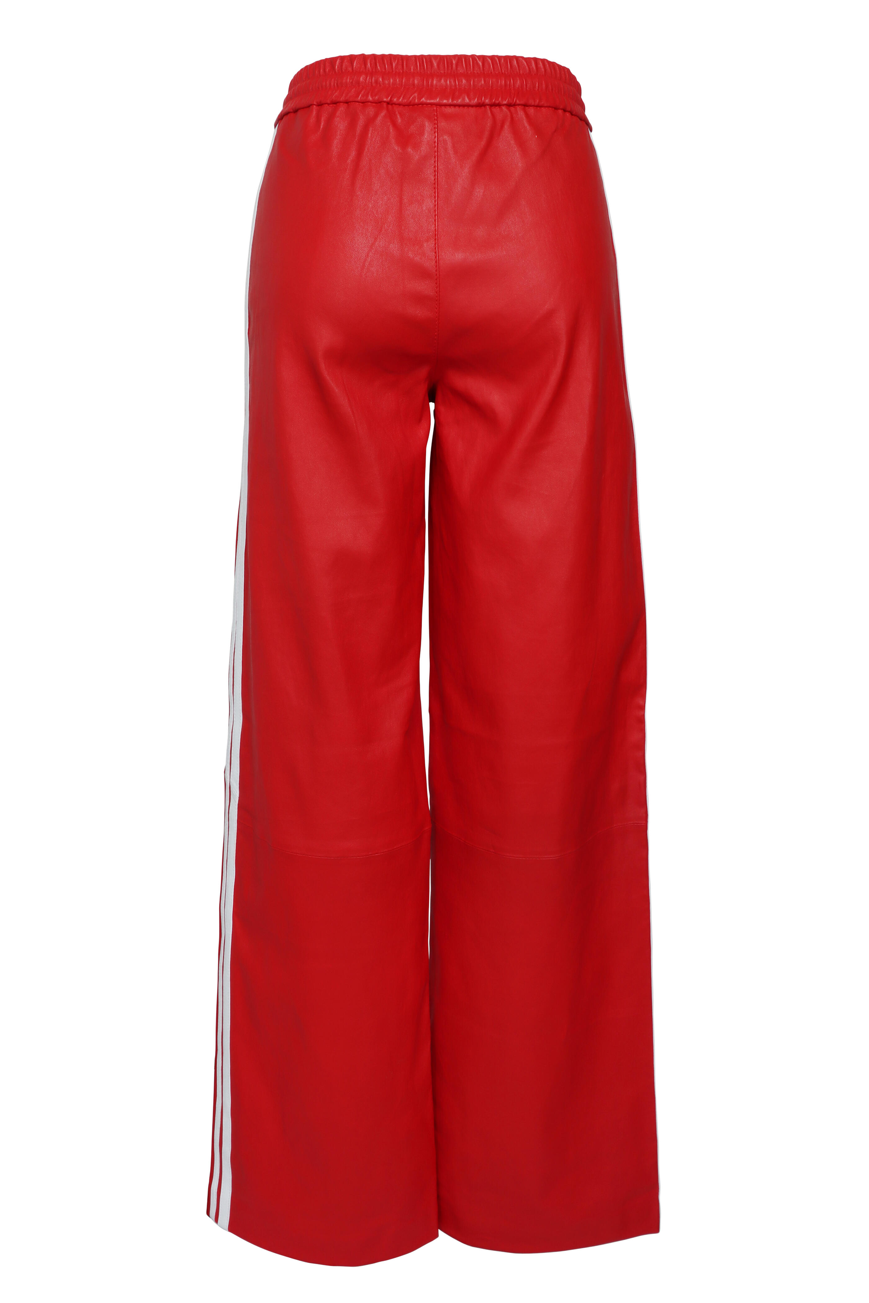 SPRWMN - Red Athletic Stripe Leather Sweatpant