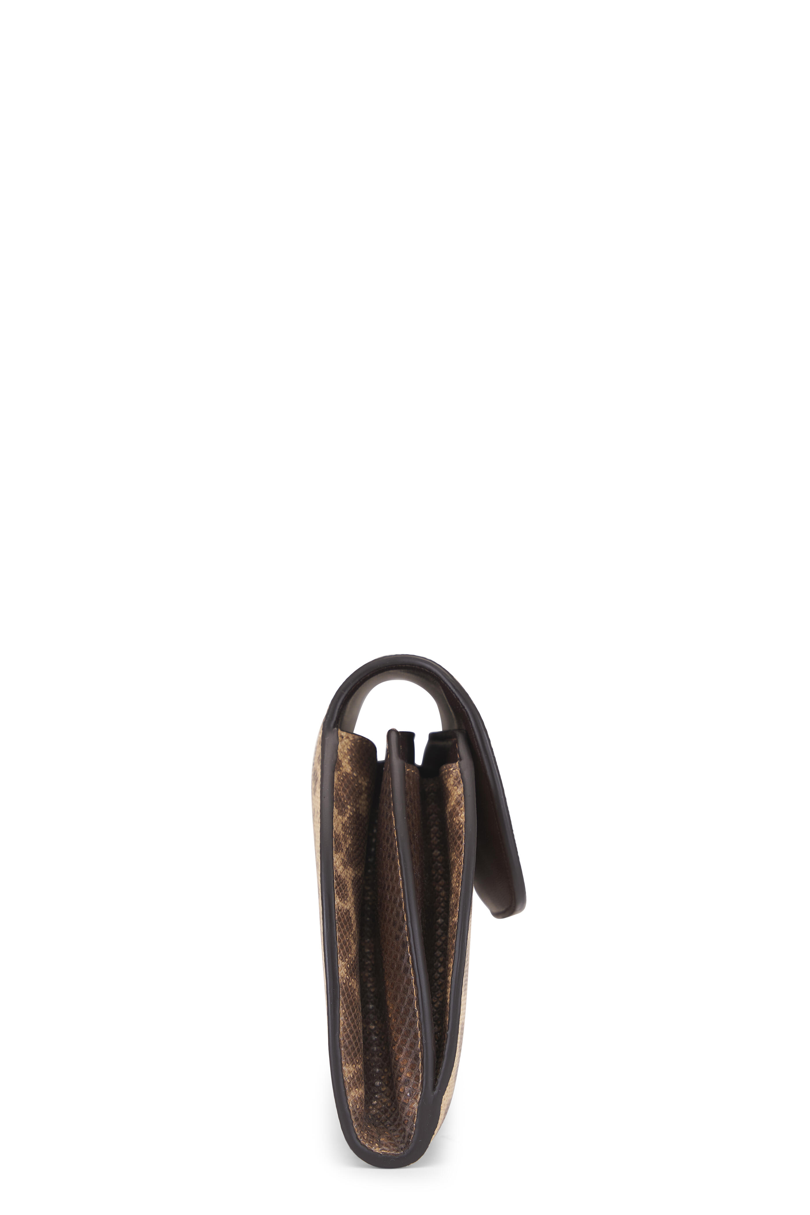 The Row - Curved Beige Ans Leather Clutch