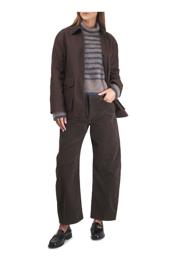 Lisa Yang Truffle & Blue Stripe Brushed Cashmere Sweater - view 4