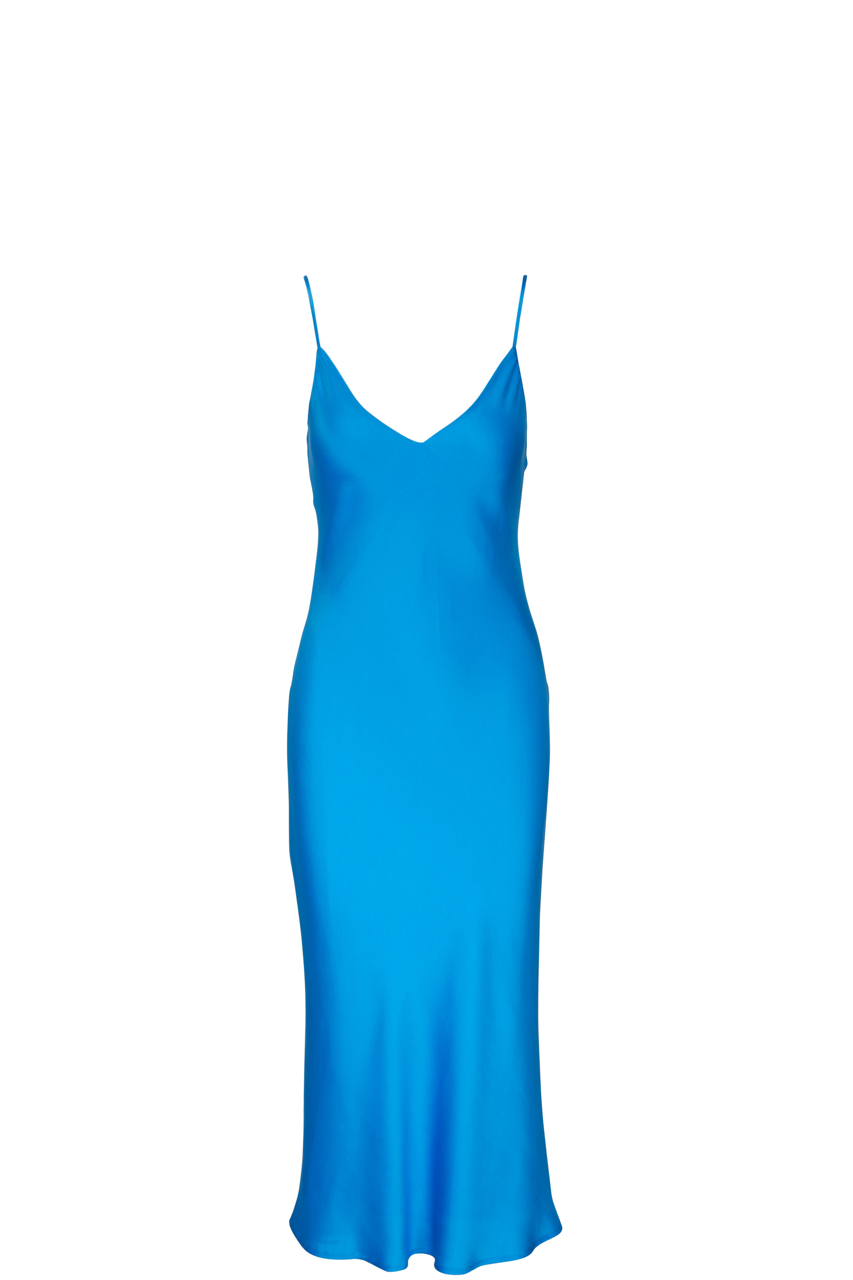 L'Agence - Seridie Neon Blue Midi Slip Dress | Mitchell Stores