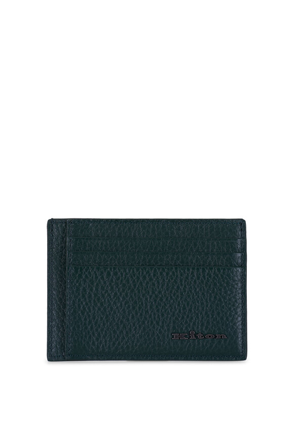 Kiton Green Grained Leather Card Case