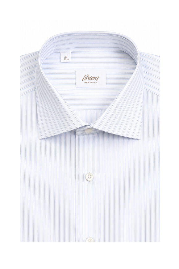 Brioni Light Blue Stripe Dress Shirt - view 1