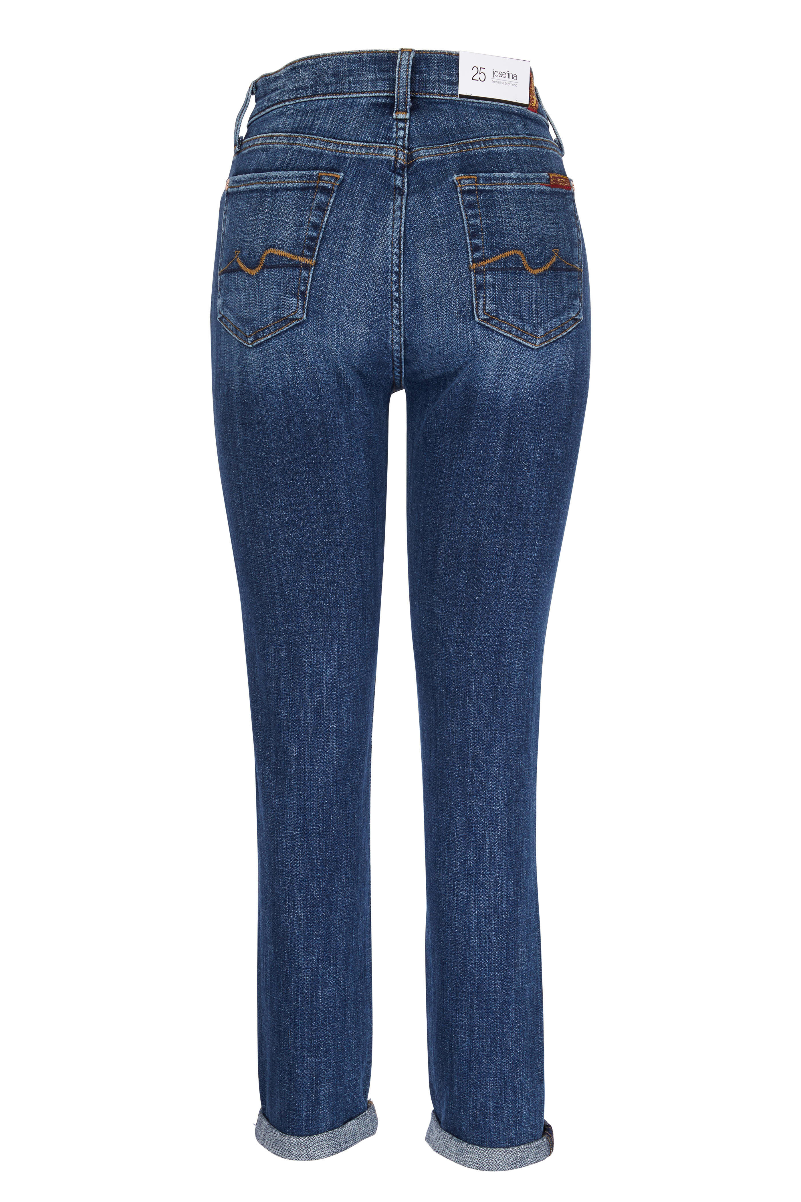 7 For All Mankind - Josefina Medium Blue Feminine Boyfriend Jean