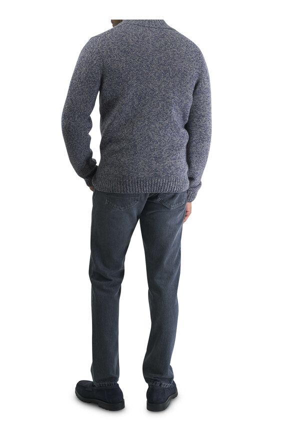 Isaia - Blue & Tan Marbled Cashmere Sweater 