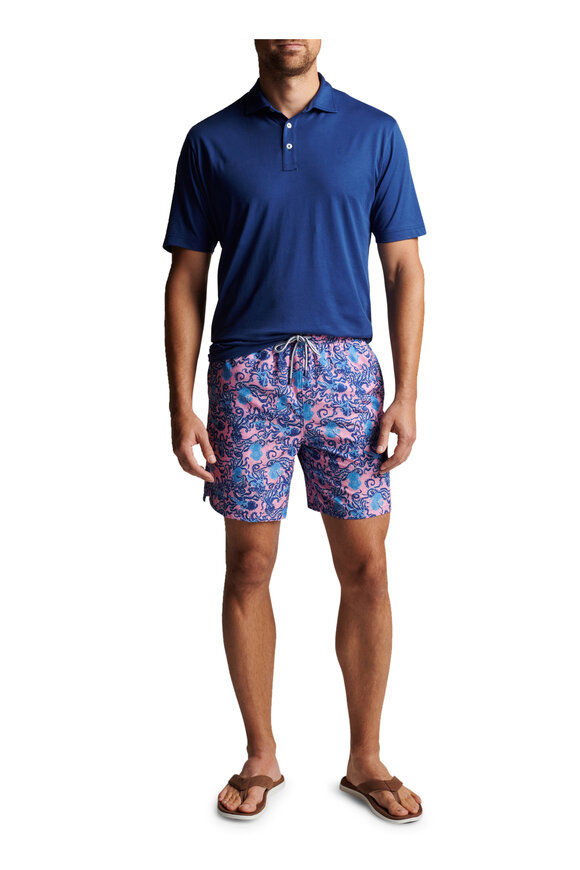 Peter Millar - Palmer Pink Octopus Print Swim Trunks