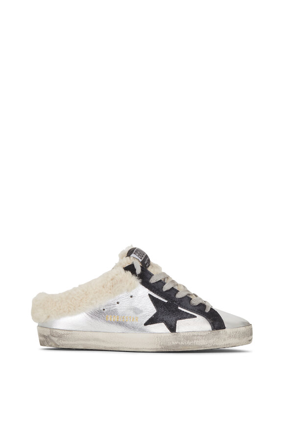 Golden Goose - Super-Star Silver Shearling Lined Slip On Sneaker