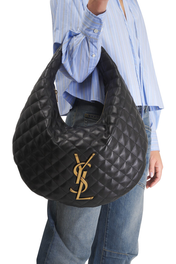 Saint Laurent Icare Black Quilted Leather Hobo Bag - view 2