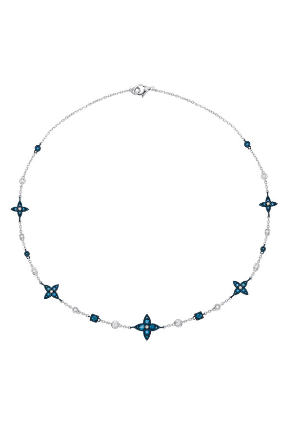 Mariani 18k White Gold Blue Sapphire & Diamond Necklace
