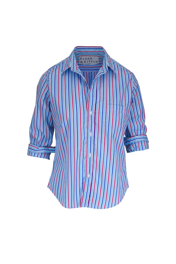 Frank & Eileen Barry Red, White & Blue Tailored Button Up Shirt - view 1