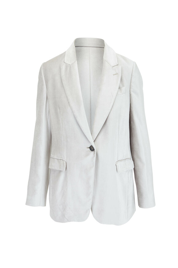 Brunello Cucinelli - Gray Velvet One Button Jacket 