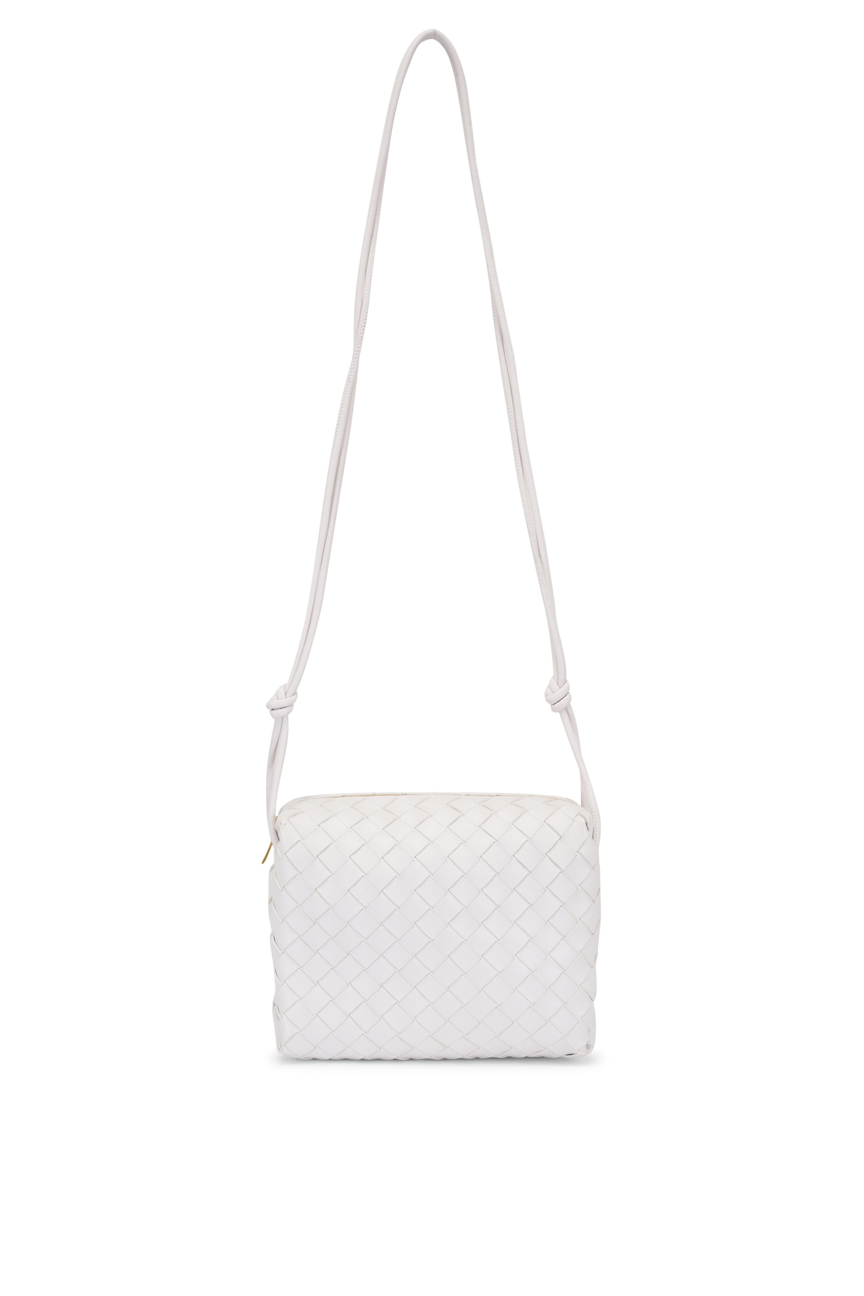 BOTTEGA VENETA ホワイトレザーバッグ Bottega Veneta - Wallace Candy White Woven Leather Shoulder Bag