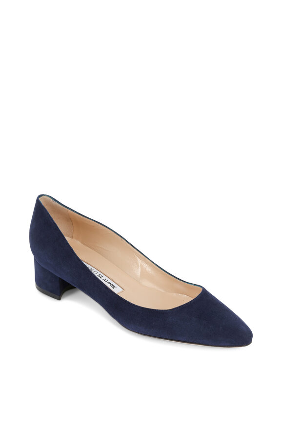 Manolo Blahnik - Listony Navy Blue Suede Pump, 30mm