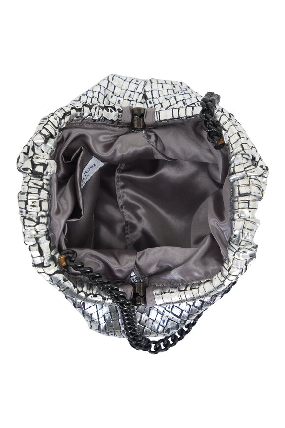 Maria La Rosa - Mini Game Silver Laminated Woven Ribbon Bag