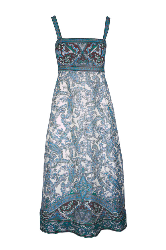Veronica Beard Rye Ecru Multi Paisley Print Midi Dress - view 1