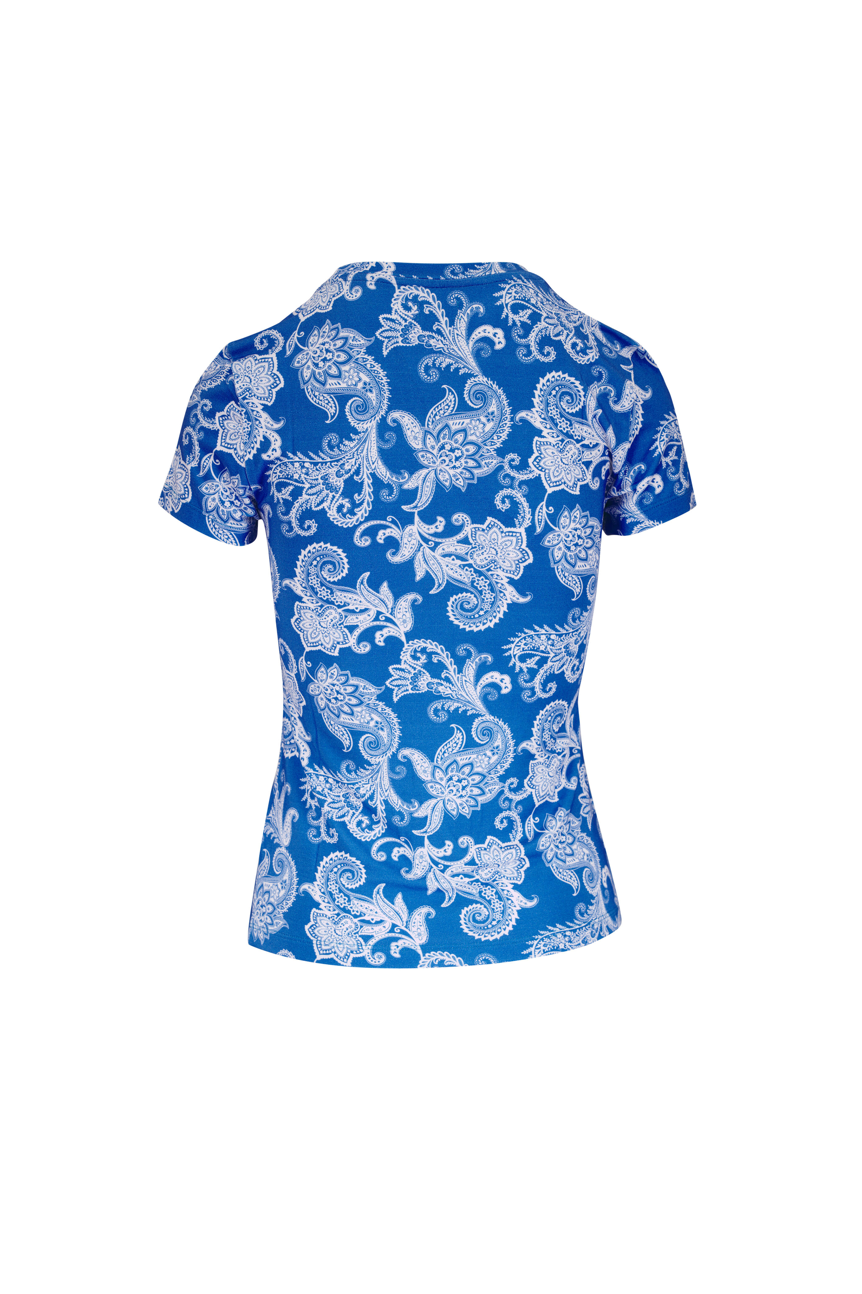 L'Agence - Ressi Blue & Ivory Paisley Print T-Shirt