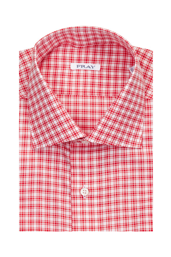 Fray Red Plaid Cotton Dress Shirt - view 1