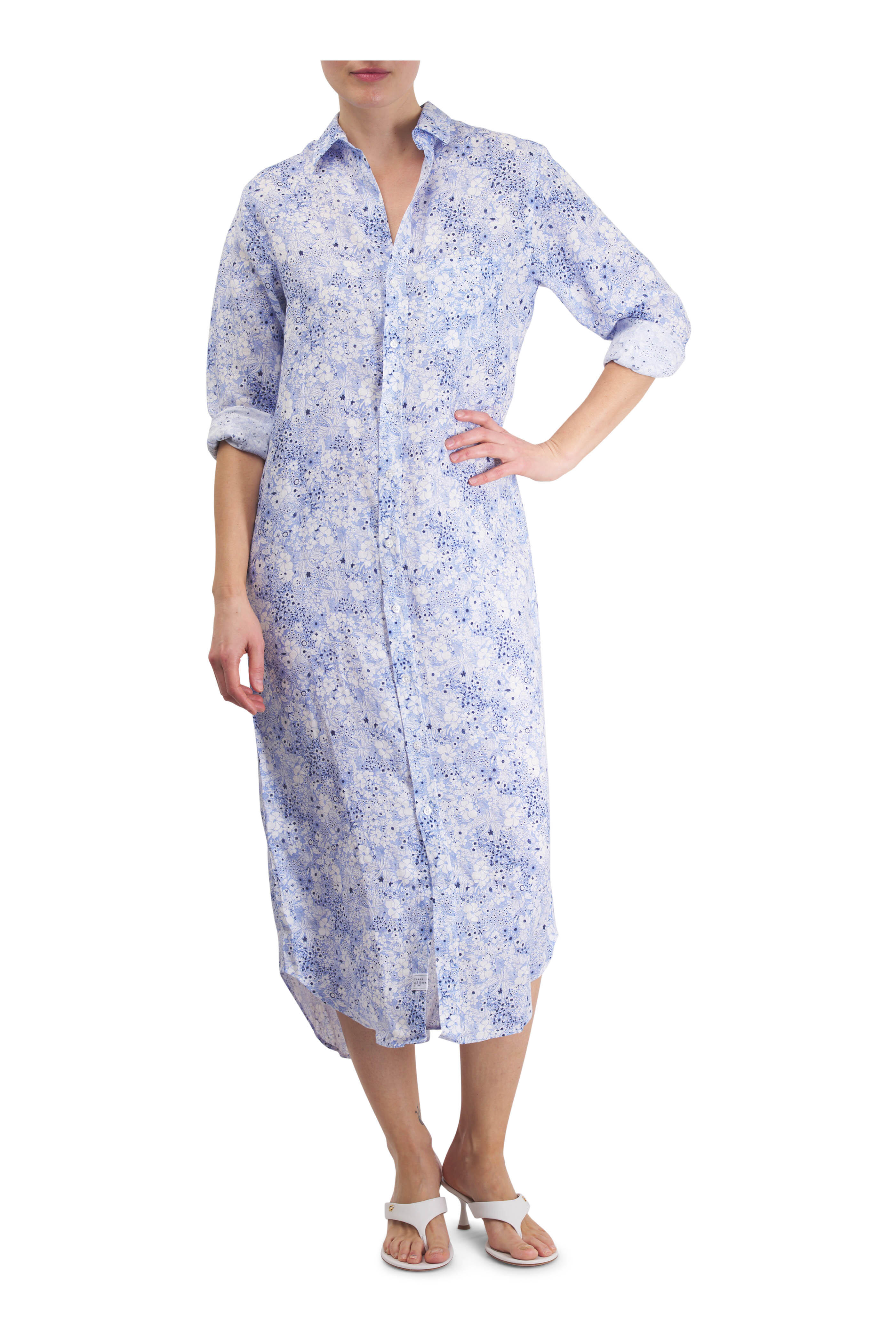 Frank & Eileen - Rory Blue Floral Maxi Shirtdress