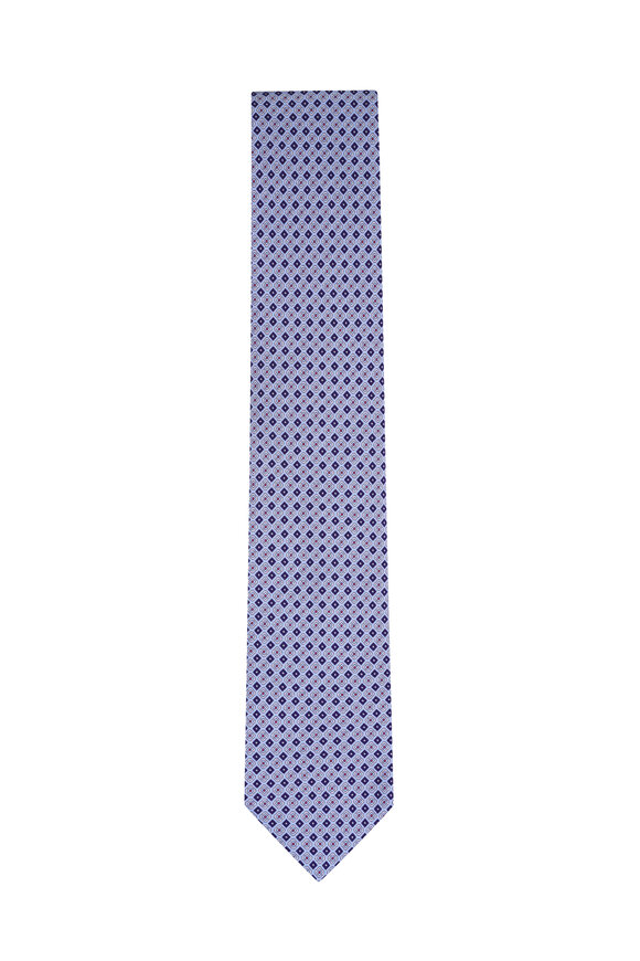 Brioni Light Blue Micro Motif Silk Necktie - view 1