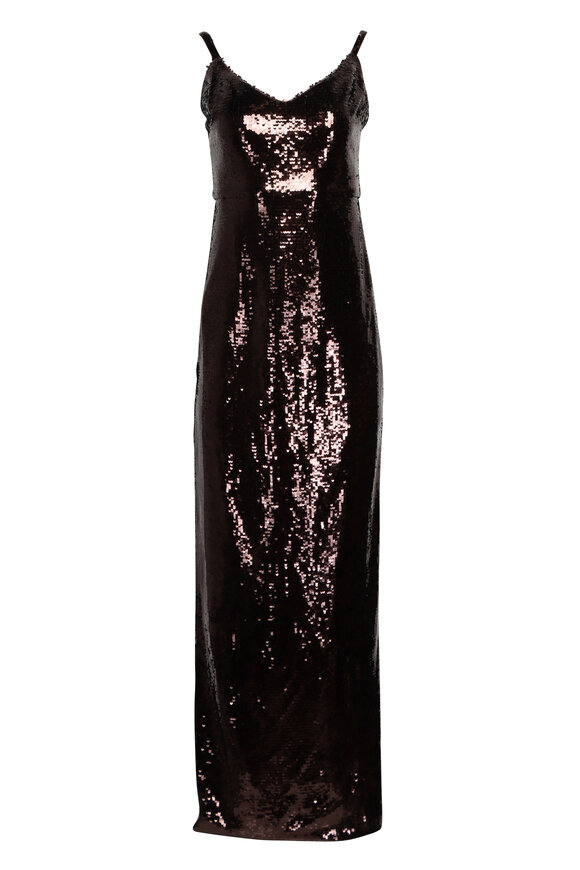 L'Agence Karma Chocolate Sequin Maxi Dress