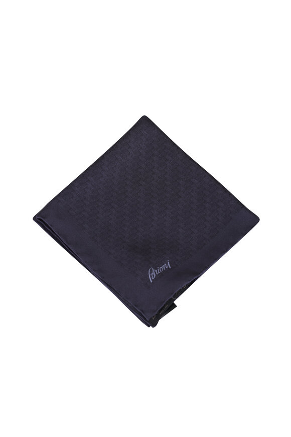 Brioni Granite Micro Motif Print Silk Pocket Square - view 1