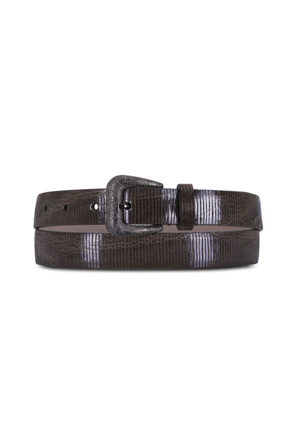 Brunello Cucinelli - Dark Brown Embossed Leather Belt