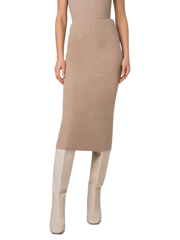 Akris Punto - Caramel Wool & Cashmere Ribbed Knit Midi Skirt