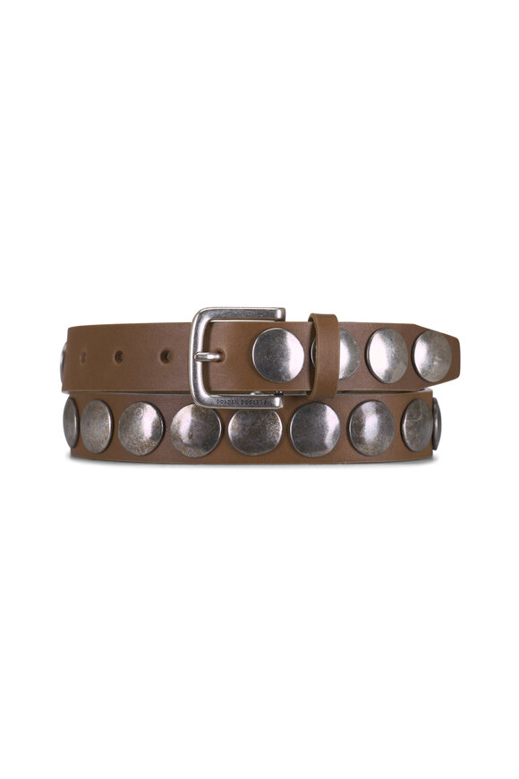 Golden Goose Khaki Leather Studded Belt