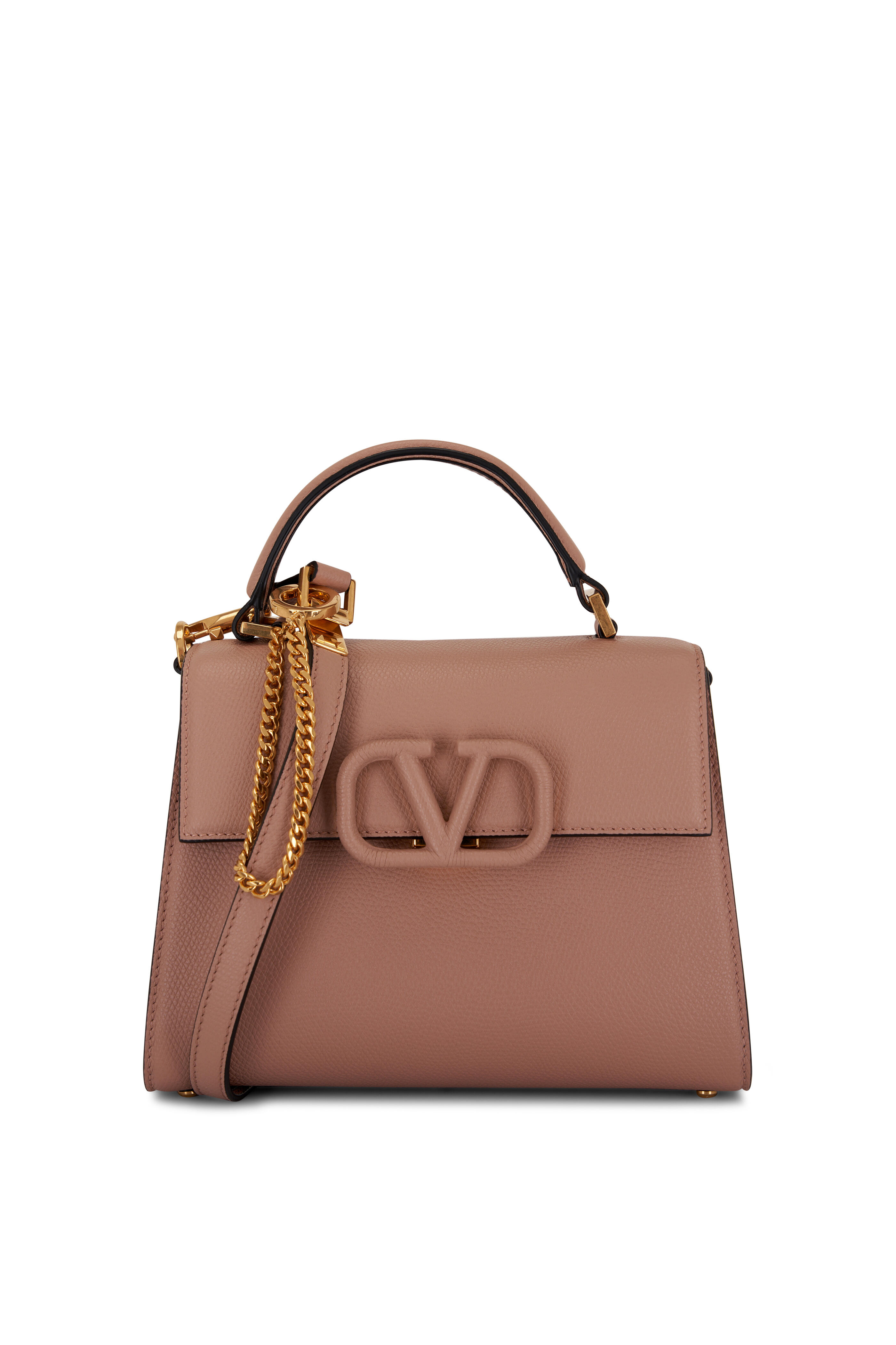 Valentino Small Vsling Handbag In Grainy Calfskin Black
