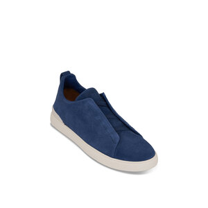 スニーカー ZEGNA Men Sneakers Gnawed Blue S7981ZLHLNA ERA Zegna Sport Men Sneaker Mash Suede Blue Gray Made in Italy