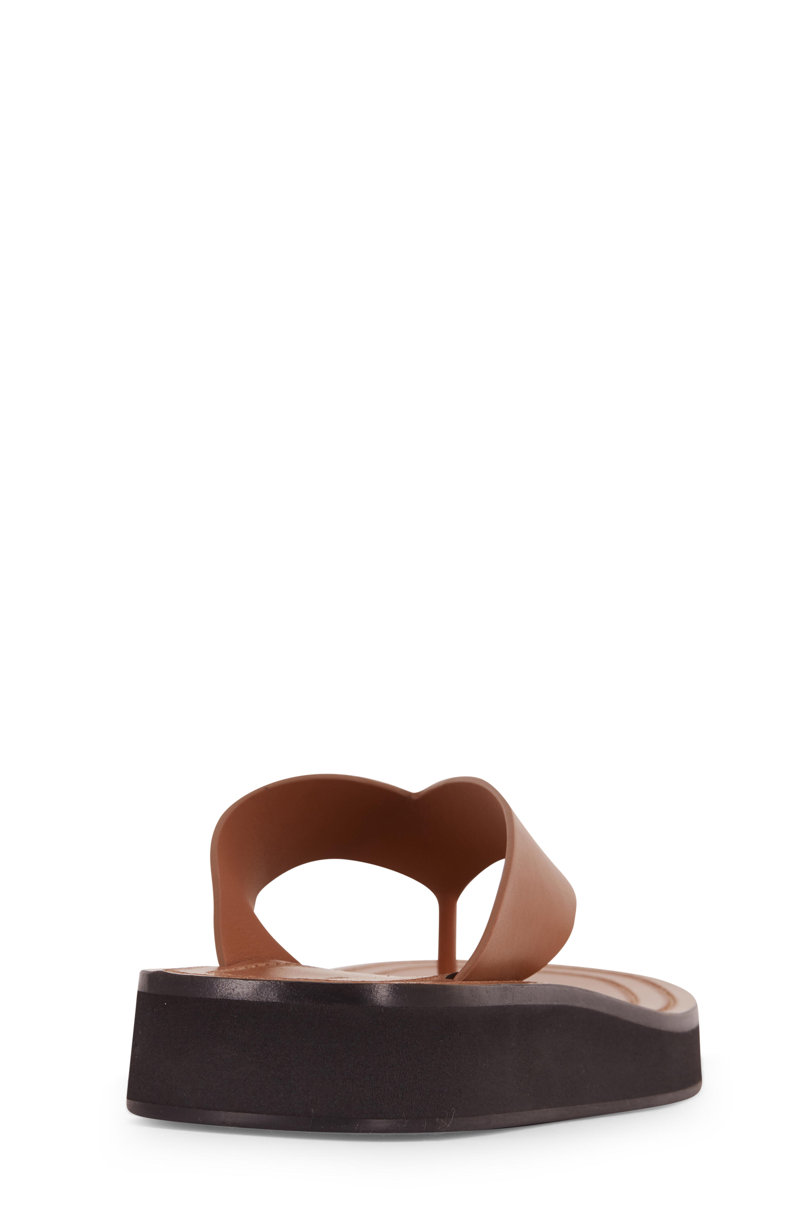 The Row - Ginza Caramel Leather Thong Sandal | Mitchell Stores
