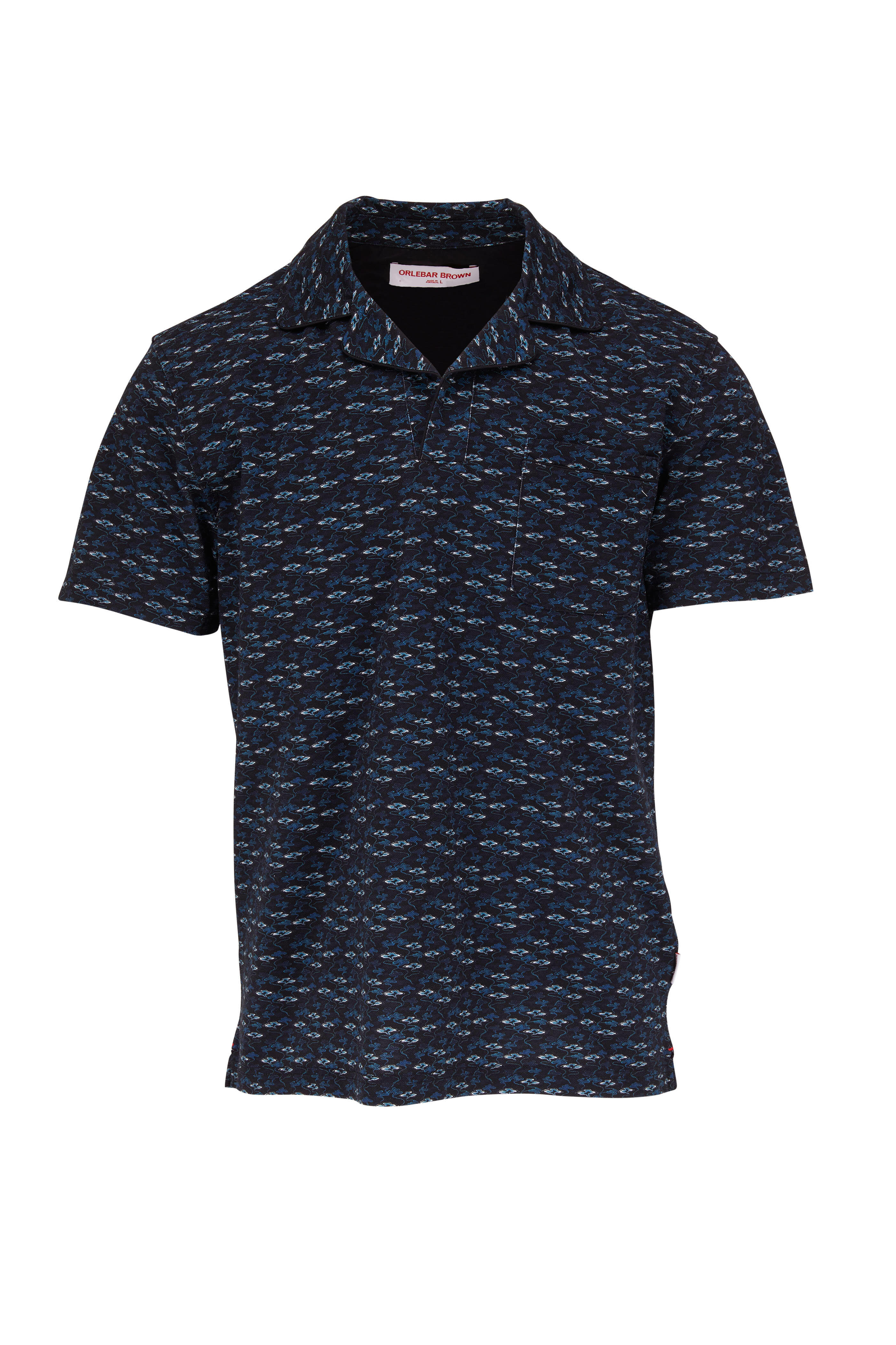 Orlebar Brown - Donald Torus Black & Aquamarine Printed Polo