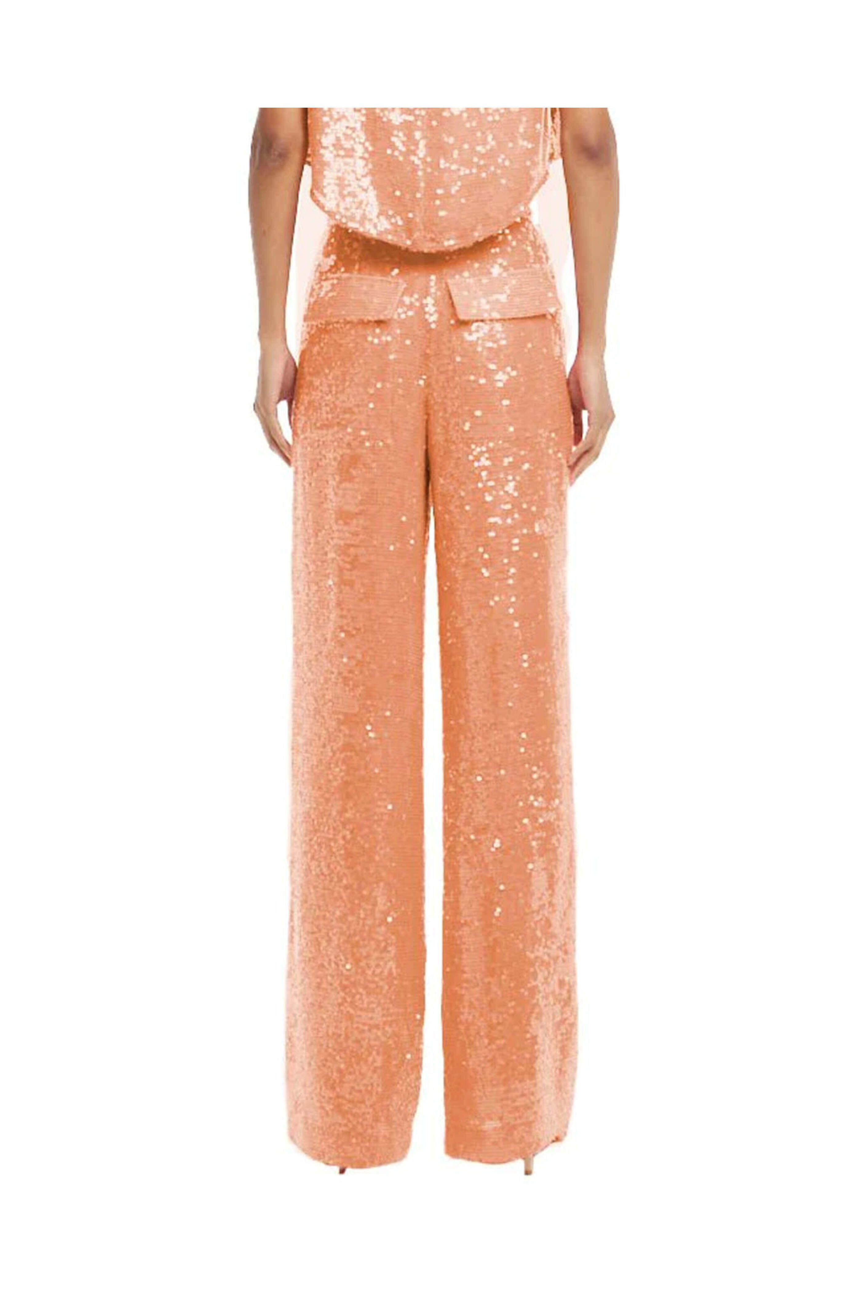 LaPointe - Coral Sequin Relaxed Pleat Pant